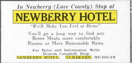 Falls Hotel (Newberry Hotel) - May 1928 Ad